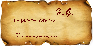 Hajdár Géza névjegykártya